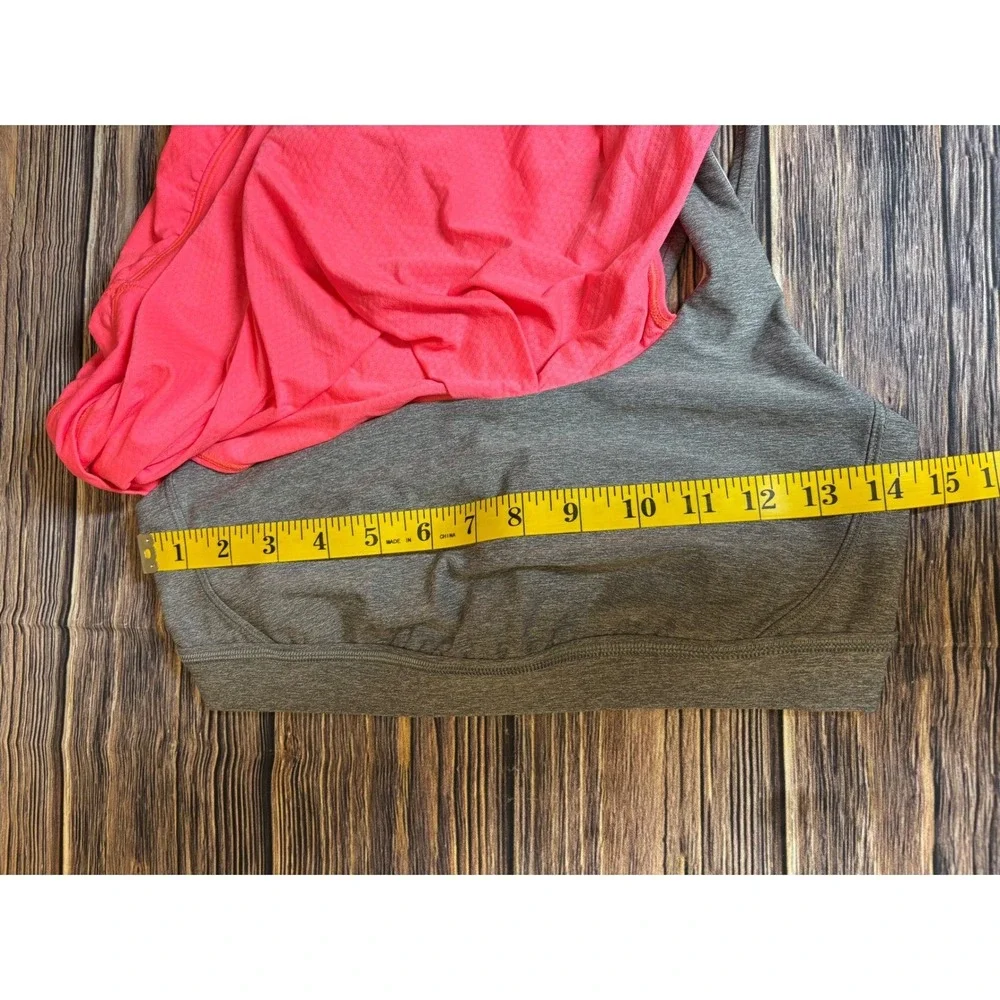 Lululemon Womens Coral Grey Sz 4 Athletic Tank Top Built In Bra Strap Activewear
